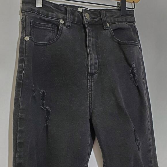 Cotton On | High 90s High Rise Distressed Trashed Black Denim Jeans - Picture 3 of 7